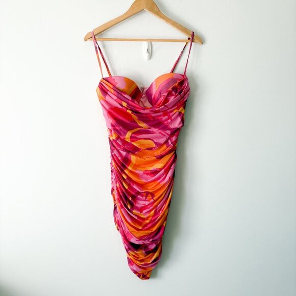 Princess Polly Corset Charmie Mini Dress Pink Orange Size 8 - Picture 5 of 8